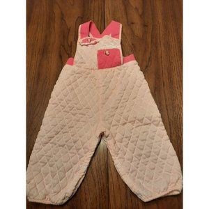 Evy Of California VTG Baby Toddler Quilted Overalls 12 Months Pink Rosebuds